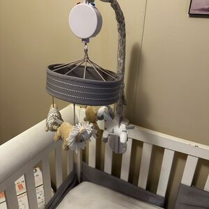 Levtex Gray and Cream Plush Animal Crib Mobile